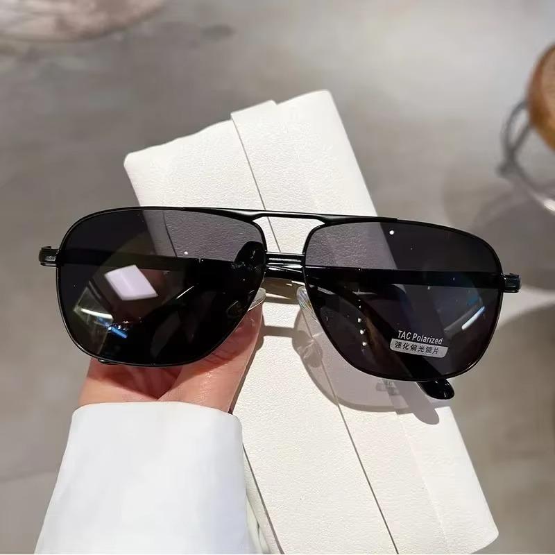 Übergroße Vintage-Sonnenbrille für Herren und Damen, modisch, polarisiert, photochrom, Doppelsteg, Sonnenbrille zum Autofahren