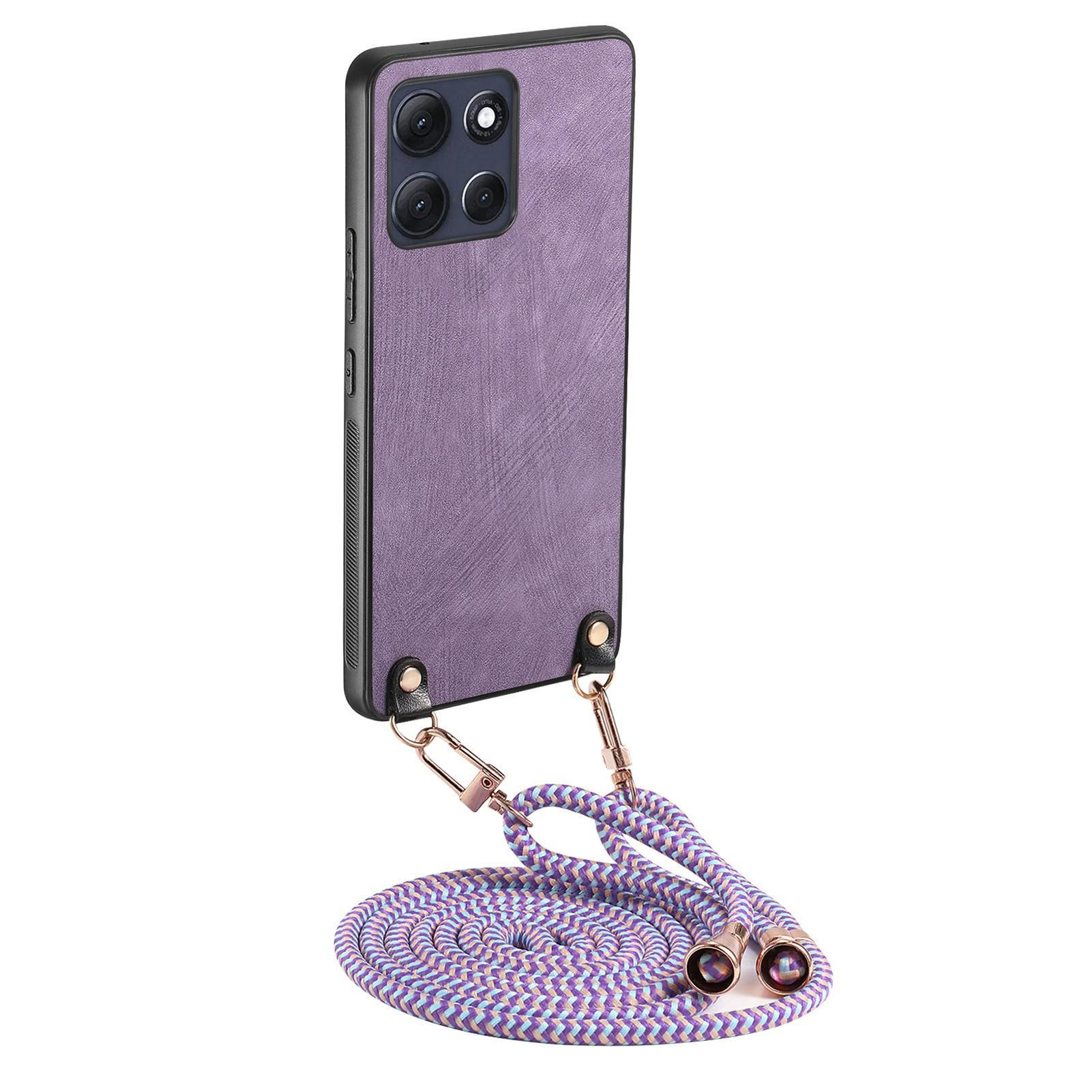 

For Motorola Moto G86 Power 5G Retro Leather Phone Back Cover with Adjustable Strap