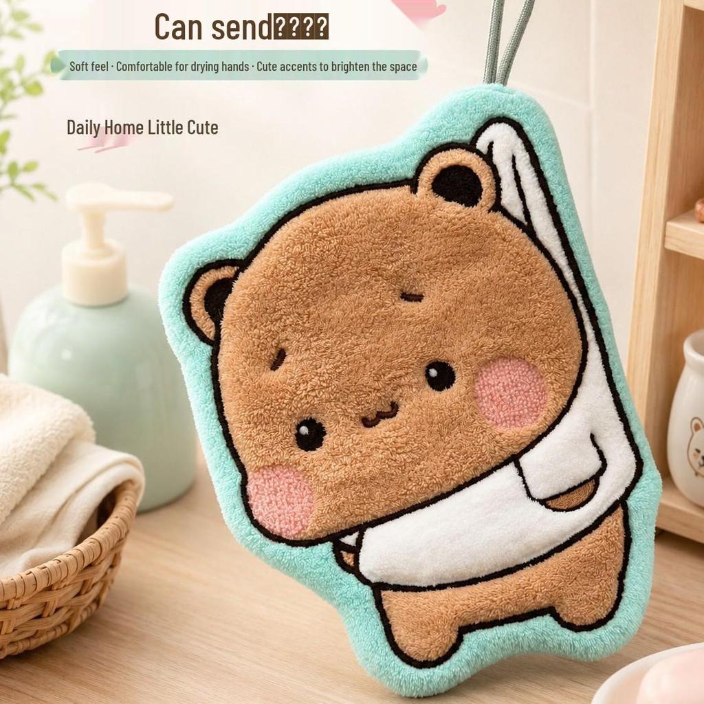 Cute Cartoon Quick-Dry Absorbent Hand Towel for Bathroom & Kitchen