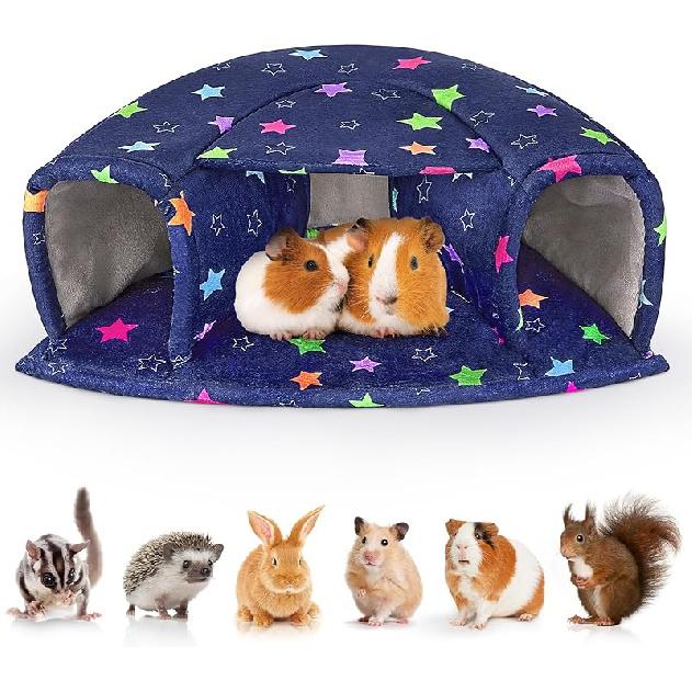 Unicorn Catcher Guinea Pig Hideout - Large Cozy Bed, Warm House, Washable Tunnel Accessories for Small Pets: Hamster, Chinchilla, Bunny