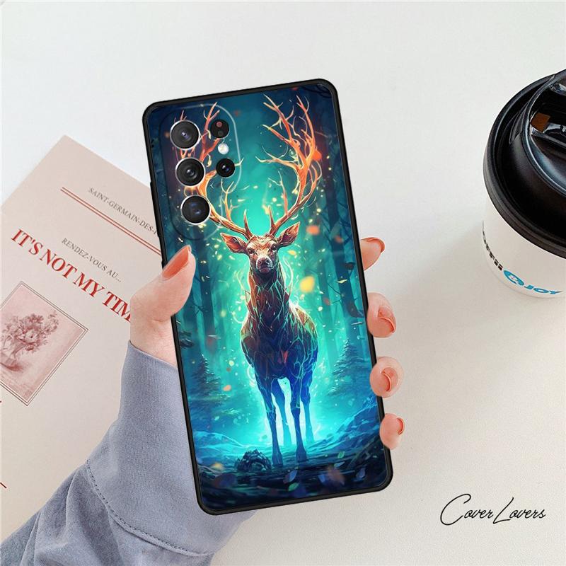 Animal Deer Art phone case For Samsung Galaxy S24 S25 S23 S22 Ultra Note 10 20 Plus S20 S21 FE Cover