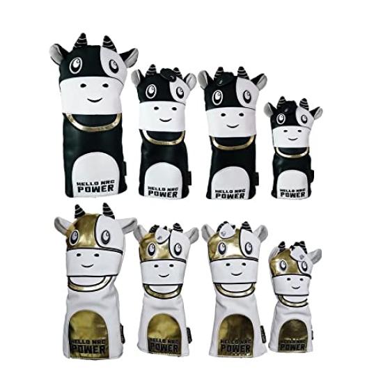 

Waterproof Golf Headcover for Fairway and UT Golf Includes Conversion Cute Dairy Cow Design 1 Driver, Wood, Wood, Utility, Clubs, Tags, (Black, Wood)