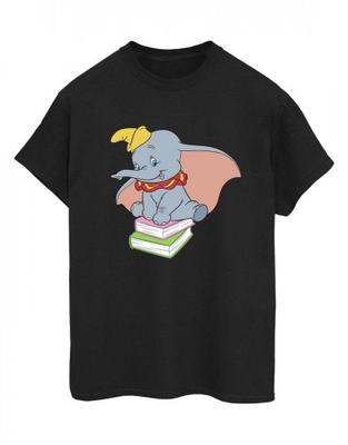 Womens/Ladies Dumbo Sitting On Books Cotton Boyfriend T-Shirt