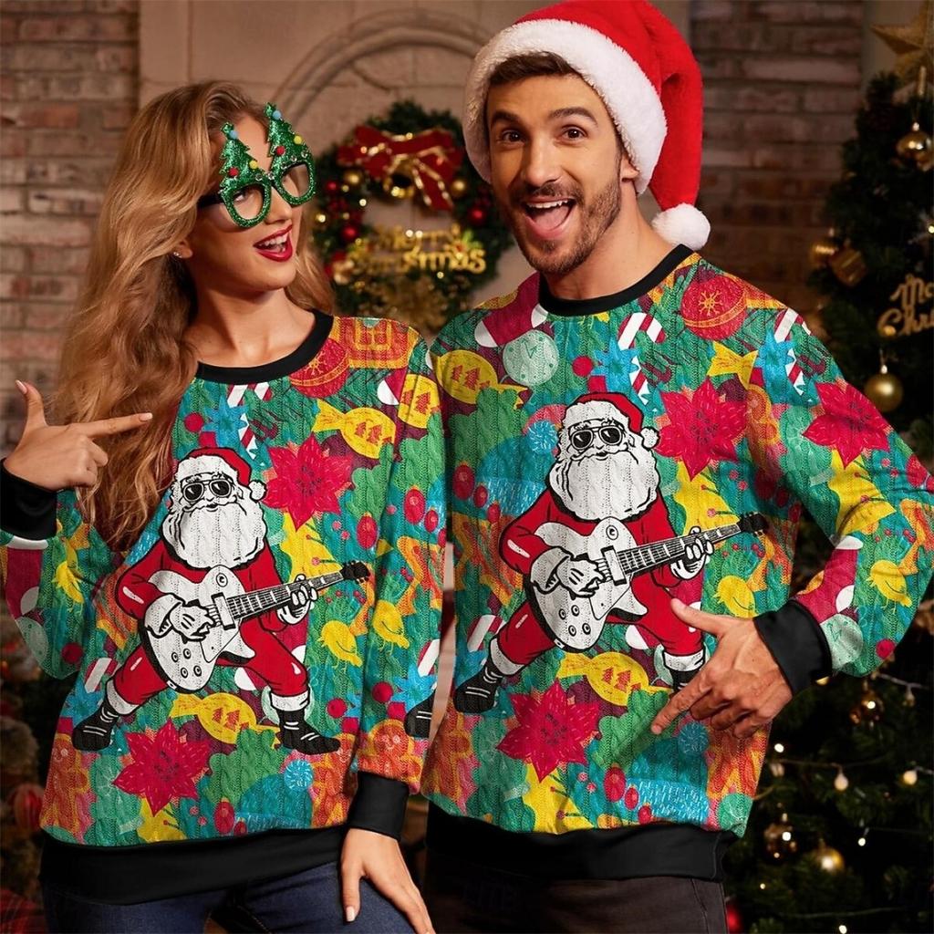 Fashion Men Women's T-shirt Christmas Funny Print O-Neck Pullover Top Casual Sweatshirt Kids Tees Top Clothing