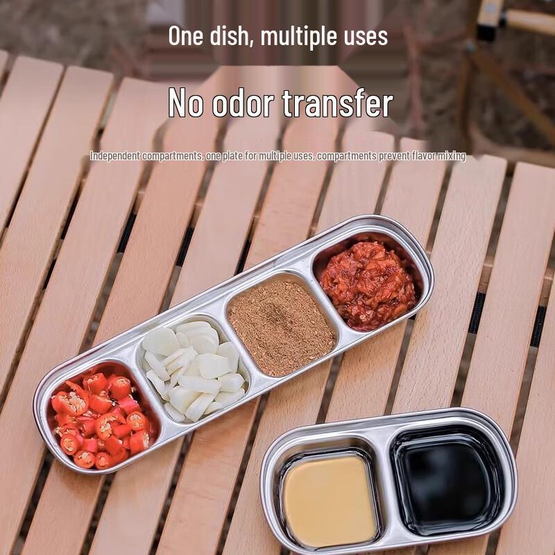 304 Stainless Steel Two-Grid Seasoning Dish