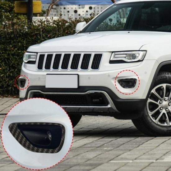 Front Fog Light Lamp Cover Trim Carbon Fiber For Jeep Grand Cherokee 2014-2016