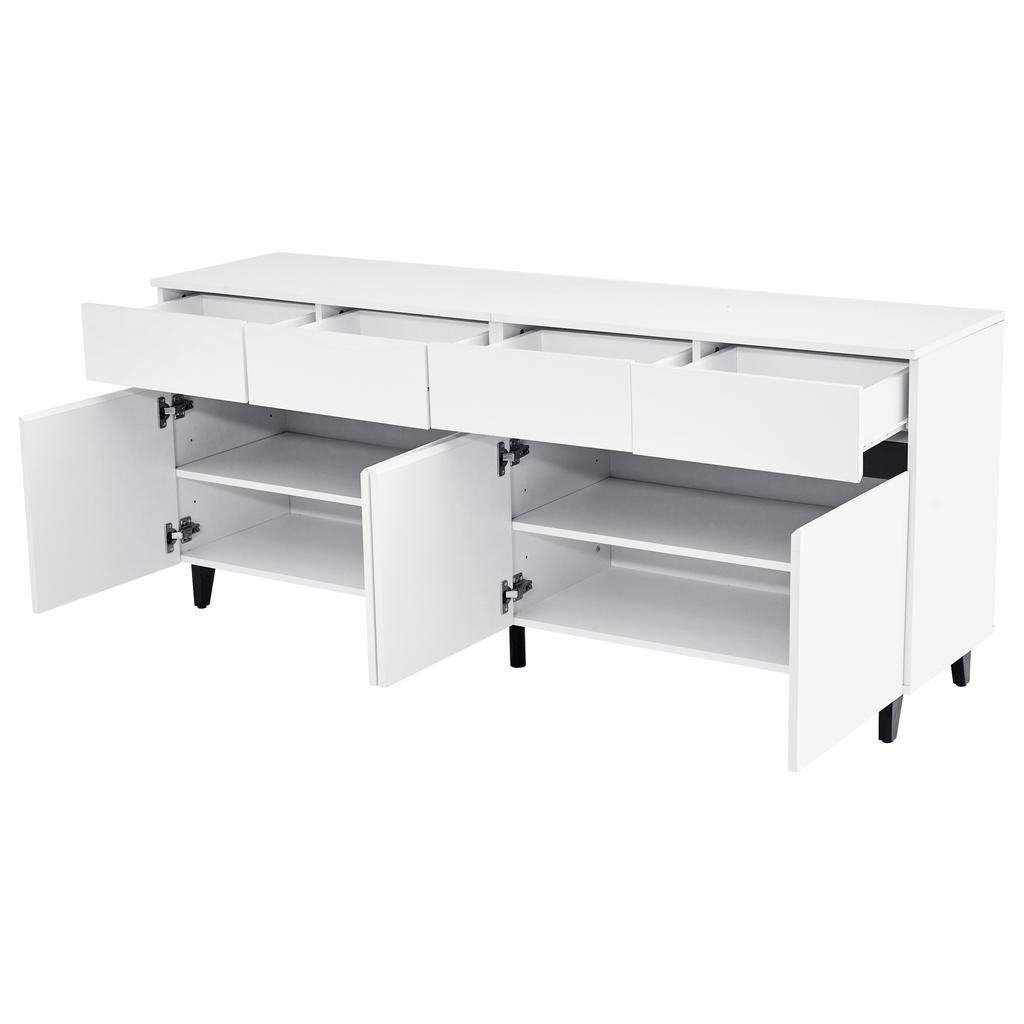=N625P228826849W Credenza lucida, cassettiere con 4 cassetti, 2 ante e ripiani regolabili in altezza, basi, pensili ad angolo