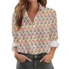 Camicia da Donna con Bottoni a Stampa Floreale, Camicette Casual Regolari a Maniche Lunghe, Top Basic Casual Plus Size