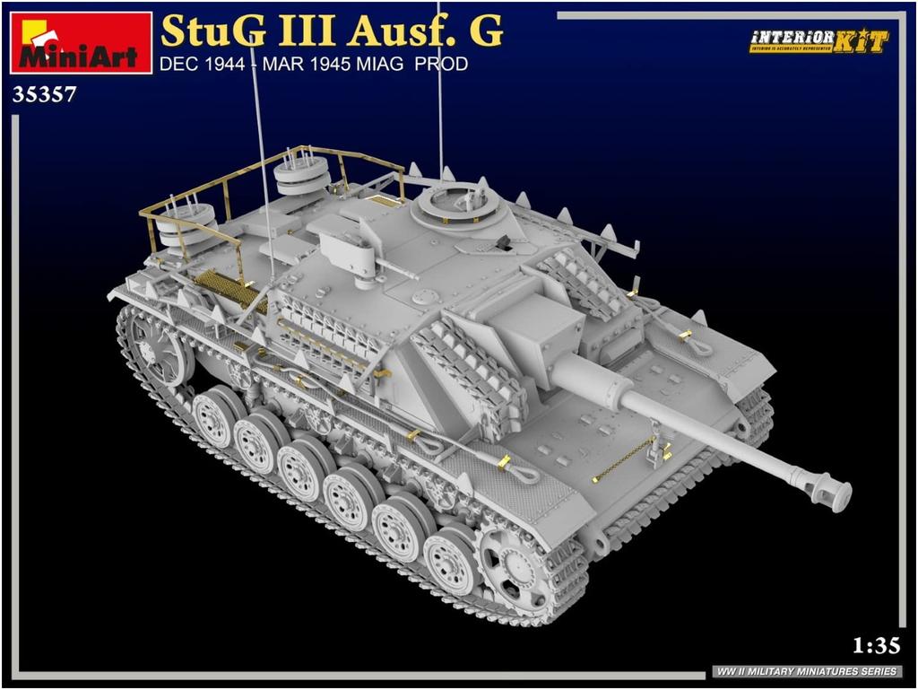 MiniArt Scale German III December 1944 March Full Interior Plastic Model MA35357 1/35 Sturmgeschütz Ausf. G, - 1945, MIAG, Kit,