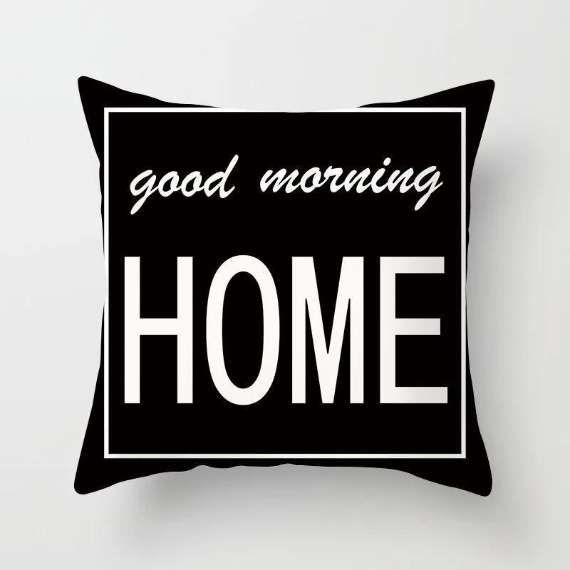Gray White Black Letter Home Decoration Pillowcase Square  Party Sofa  Office  Cushion Cover