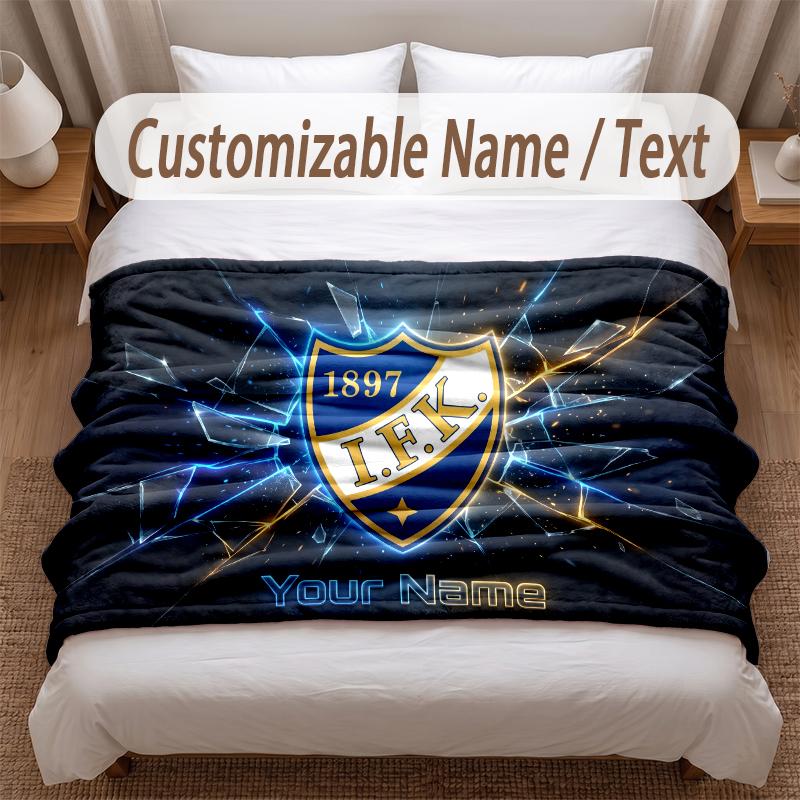 Ifk göteborg Bedruckte Flanelldecke Benutzerdefinierter Name Text Weiche Warme Decke für Schlafzimmer Feiertagsgeschenk