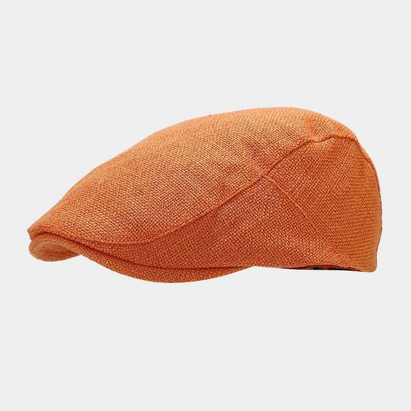 

Spring Beret Hat For Women Men Vintage Casual Sun Protection Polyester Stylish Equestrian Headwear Orange