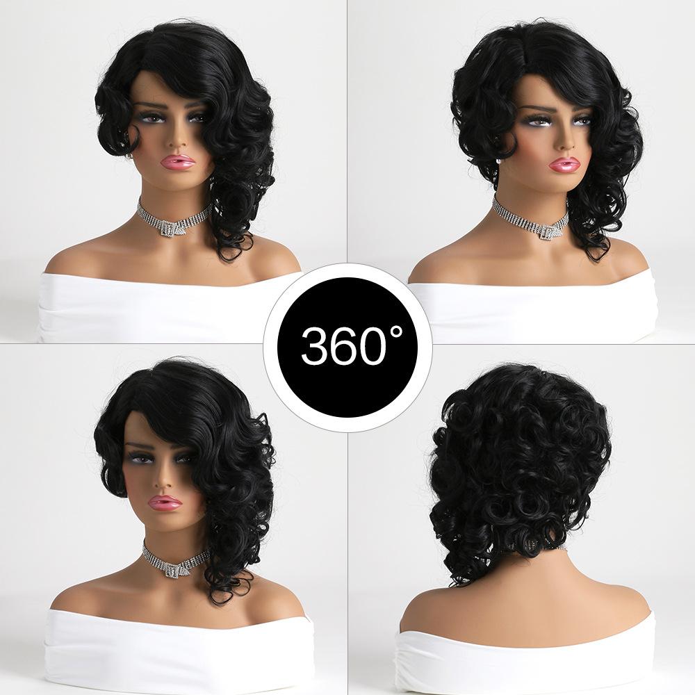 Women’s Afro Style Short Curly Wig Fashion Black Synthetic Full Cap Wig