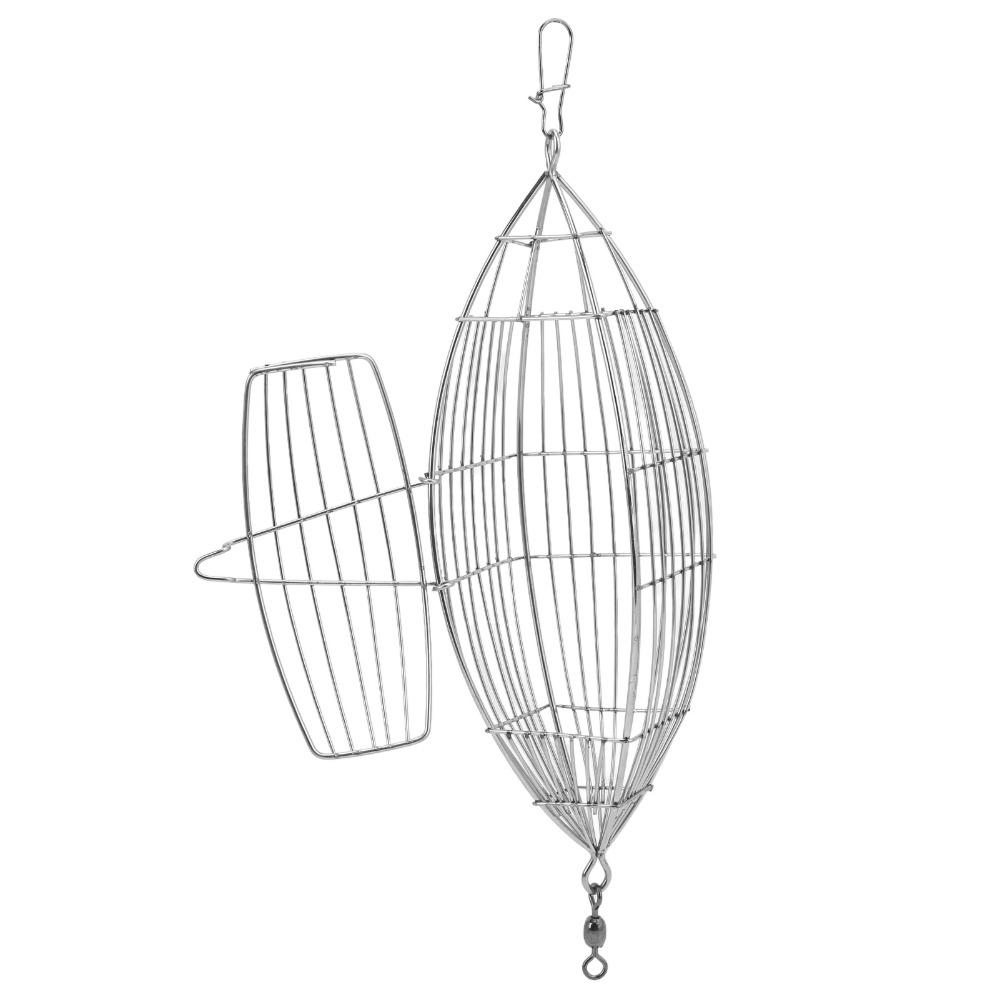 Durable Stainless Steel Fishing Bait Cage with Secure Lock Silver Carp Fishing Trap Fishing Lure Cage Boat Fishing