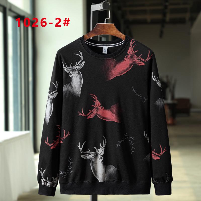 2020 Men's Plus Size Cotton Sweatshirt - Round Neck Long Sleeve, Extra Large Fit (Spring/Autumn)