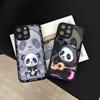 New Luxury Glass 3D Series Panda Matte Border Shockproof Phone Case For iPhone 16 Pro Max 14 12 13 15 Pro Max Bumper Back Cover
