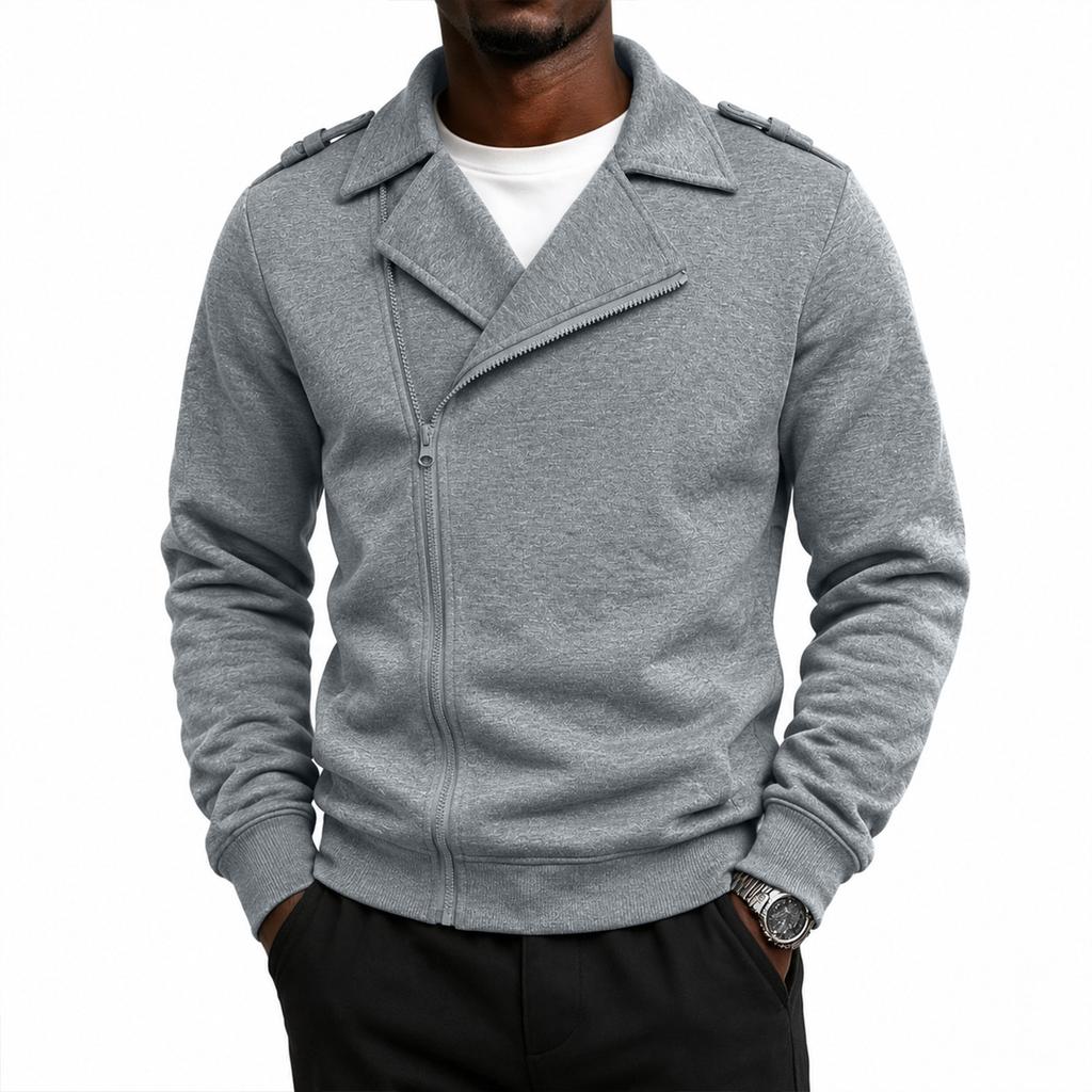 Men's Color Biker Lapel Collar Lined Casual Jacket for Everyday Wear