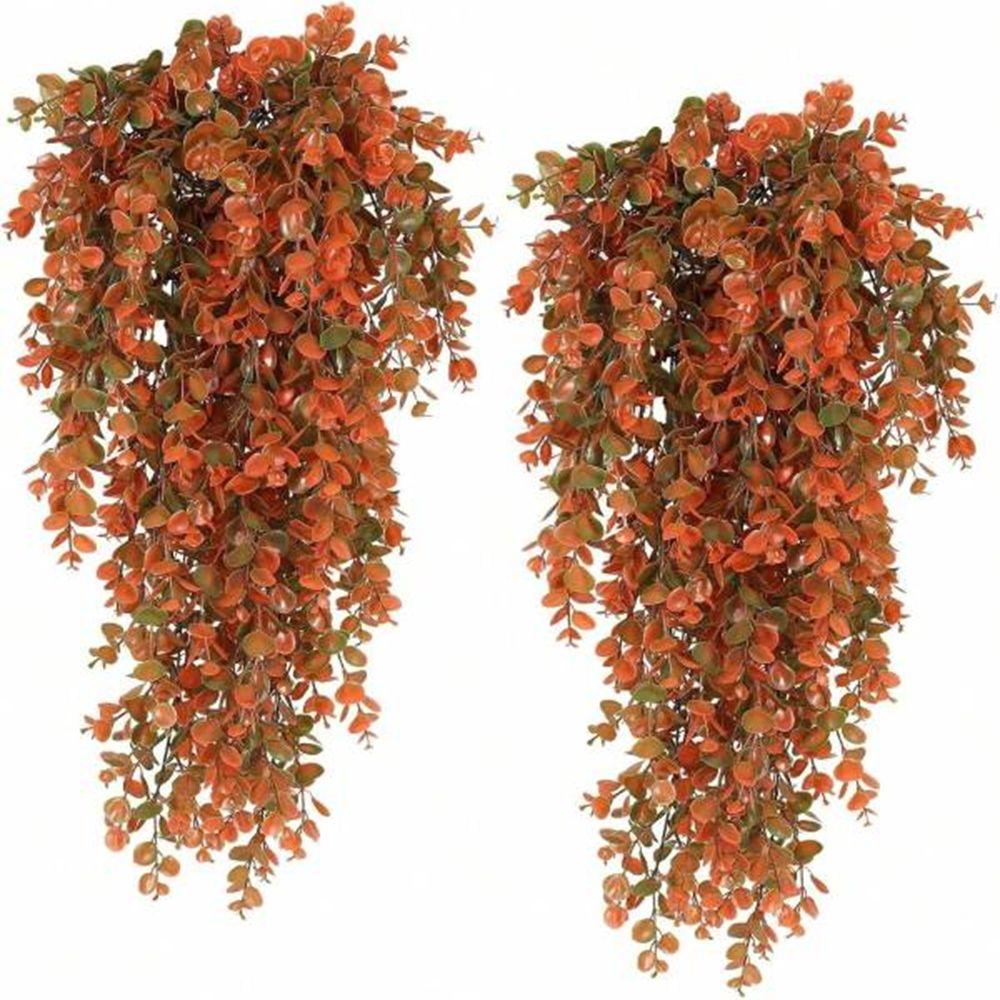 

2pcs Artificial Plants Faux Eucalyptus Leaf Greenery Vine Outdoor UV Resistant Plastic Plants Home Room Wedding Party Decoration 2PCS темные хаки