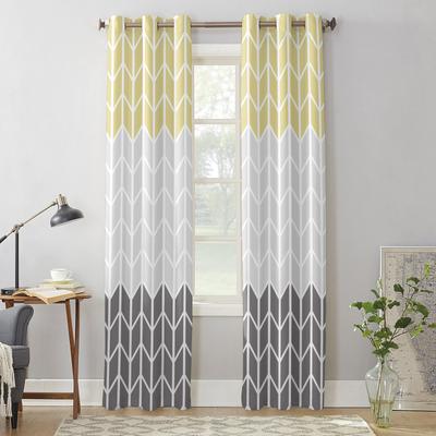 Geometric Yellow Gray Window Curtains for Living Room Kitchen Curtain with Valance Kids Room Home Decor