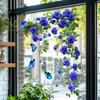 Dreamy Blue Flower Vine Strips Sticker Wall Decal, Refrigerator/Air Conditioner Glass Door Sticker