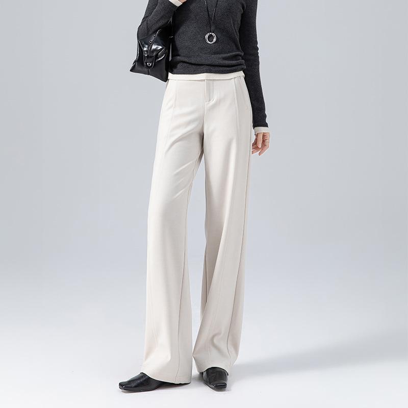 Old money temperament Tencel wool narrow version straight-leg pants women's drape sense advanced sense 1116 autumn women's commuter suit pants wide