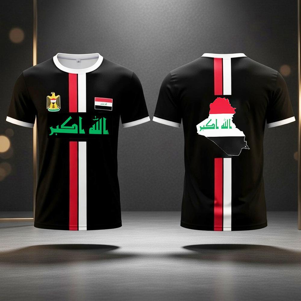 New Iraqi Flag Printed Summer 3D Printed Children's Outfit Football Jersey T-shirt Loose and Comfortable Suitable for Daily Wear