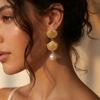 Classic Shell Simulated Pearl Stud Earrings for Women Creative Metal Geometry Scallop Pendant Earrings Trendy Daily Jewelry
