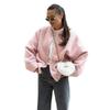 Women's Fall Winter Fleece Jacket Long Sleeve Casual Button Down Fuzzy Sherpa Cropped Coats Outerwear with Pockets Loose Bomber Jacket for Women