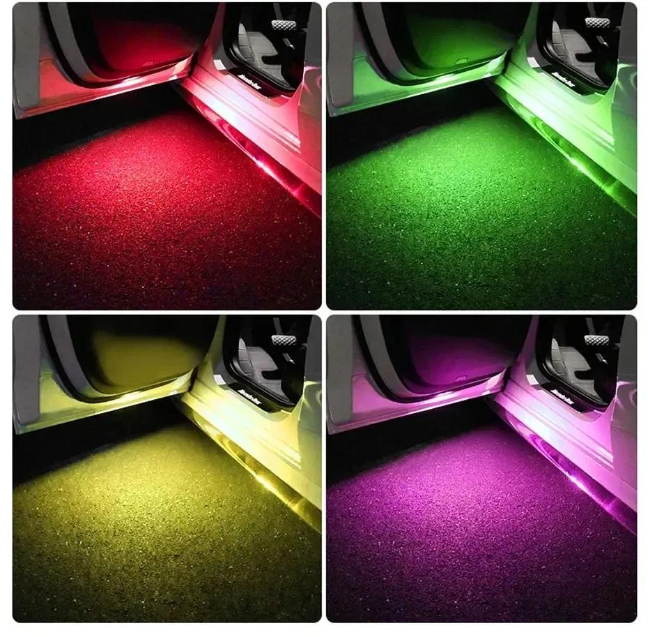 1/2/4PCS Car Door Light LED Welcome Light Magnetic Control USB Charging Auto Open Door Safe Anti-collision Emergency Signal Lamp