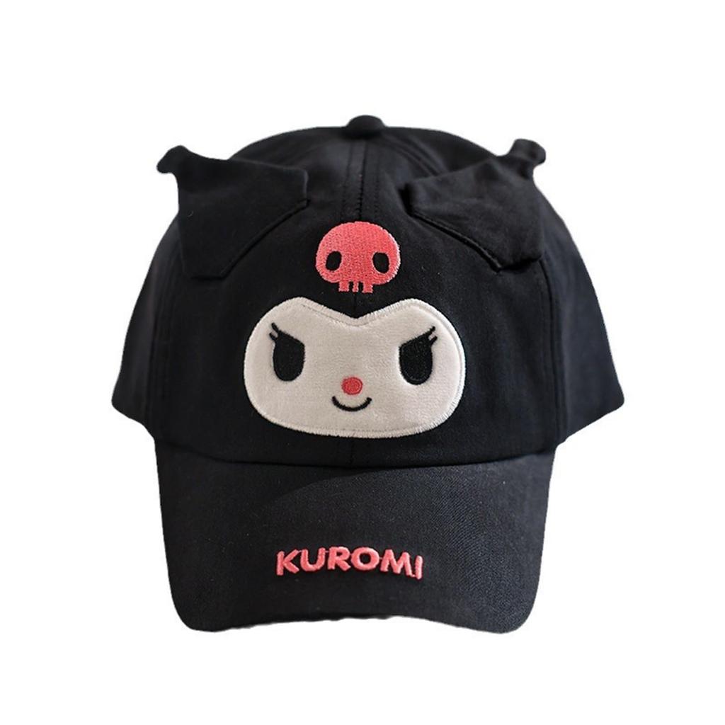 Sun Cap Kuromi Baseball Hat with Checkered My Melody Design for Featuring My Hello and UV Black [QPPQ] Kids, Melody, Cinnamoroll, Pochacco, Kitty,