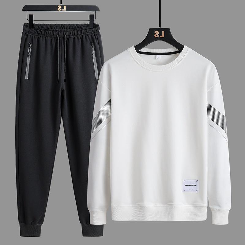 2025 Autumn Men's Casual Sports Hoodie Set: Middle-Aged & Young Round Neck Loose Fit