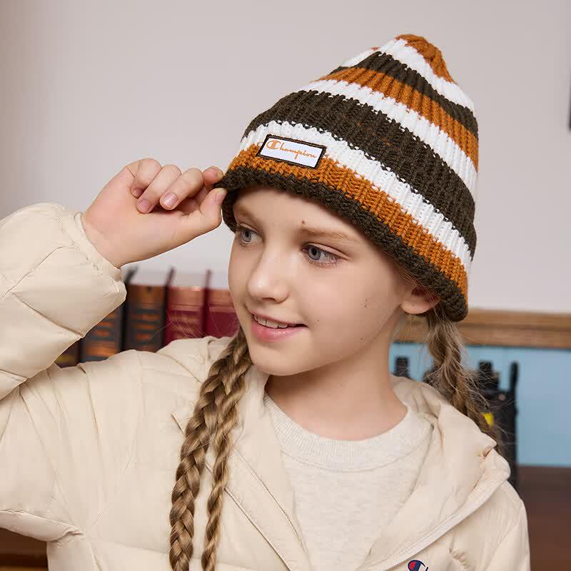 Champion Kids  Striped Logo Knit Beanie Hat One Size