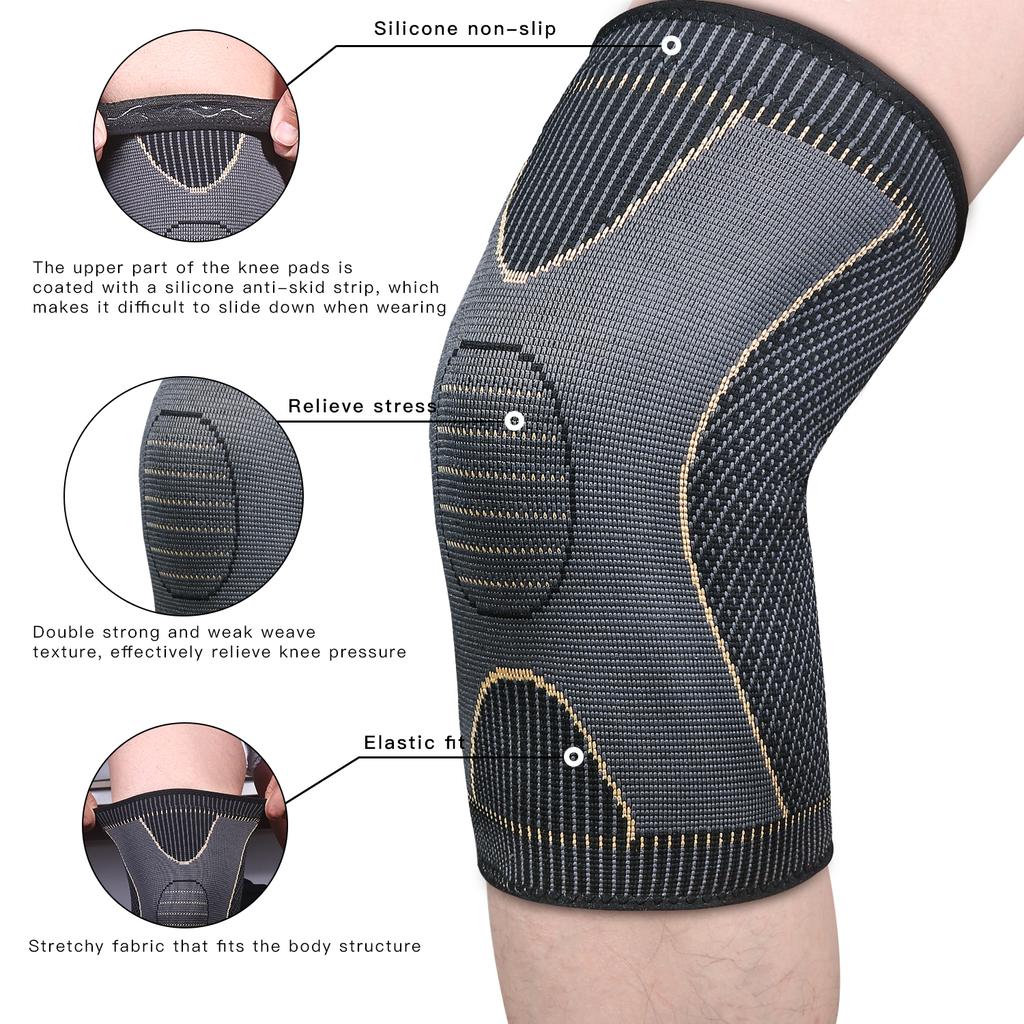 1Pc Copper Knee Brace Support Sports Compression Knee Sleeve Fitness Gym Running Basketball Volleyball Tennis Cycling Knee Pad