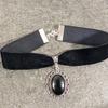 Gothic Black Agate Necklace With Cross Chain For Women And Men