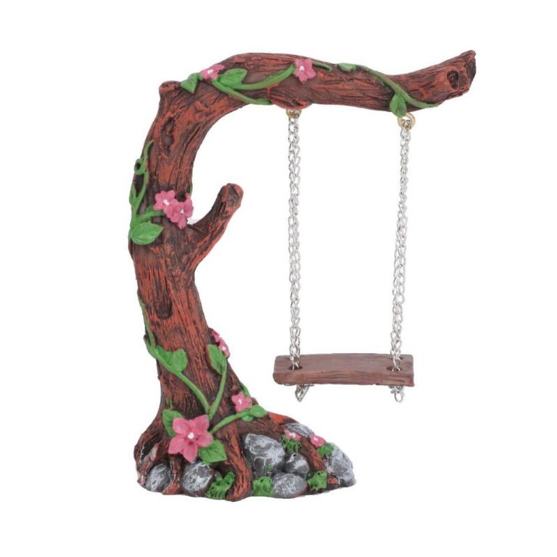 Miniature Fairy Garden Swing, Flower Tree, Figurine, Model For Micro Landscape, Courtyard Garden, Outdoor Display Decor