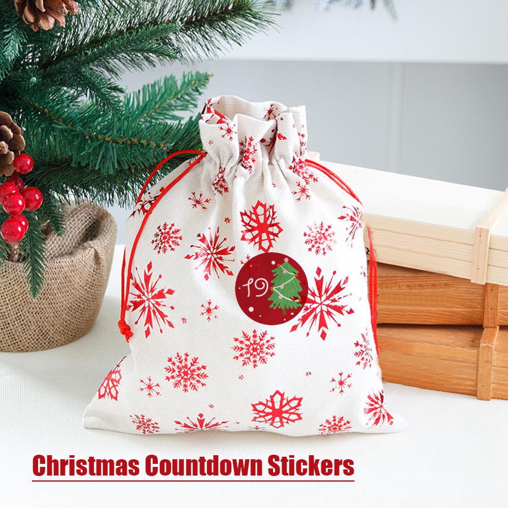 Christmas Number Stickers Holiday Calendar Decals for Gifts Packaging Stickers for Luggage, Laptop, Seasonal Party Supplies