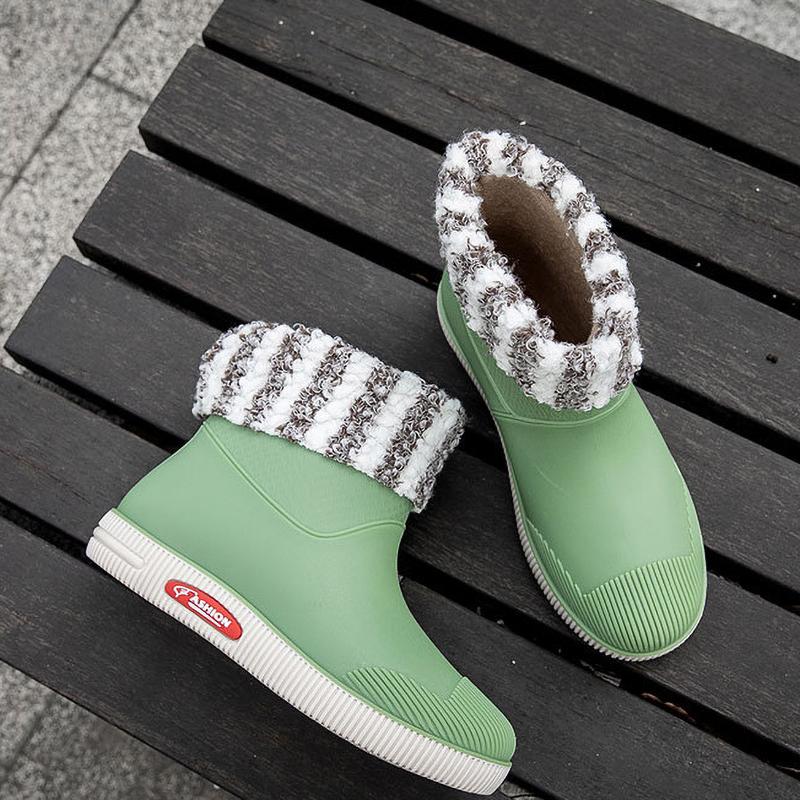 Non Slip Water Shoes Women's Short Outer Wear Rain Boots Students Fashion Rain Boot Warm Rubber Water