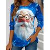 Women's Santa Claus Printed Christmas Theme Crew Neck Long Sleeve T-shirt Casual Comfortable Polyester Christmas Party Pullover