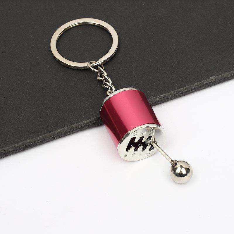 Simulation Car Manual Six-Speed Shift Gear Metal Keychain Pendant Fun Decompression Toy Auto Interior Decor Accessory