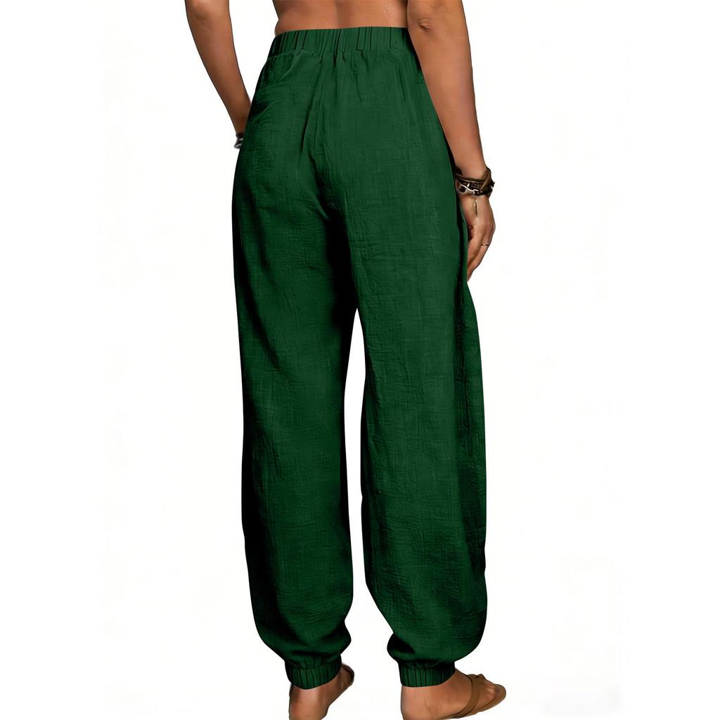 Pantaloni largi casual și la modă pentru femei, colorați, cu buzunare