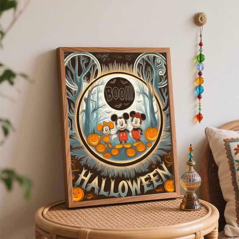 Disney Mickey Mouse Halloween Pumpkin Oil Paint by Numbers Painting Art Kit Handmade Painting Home Decor Gift