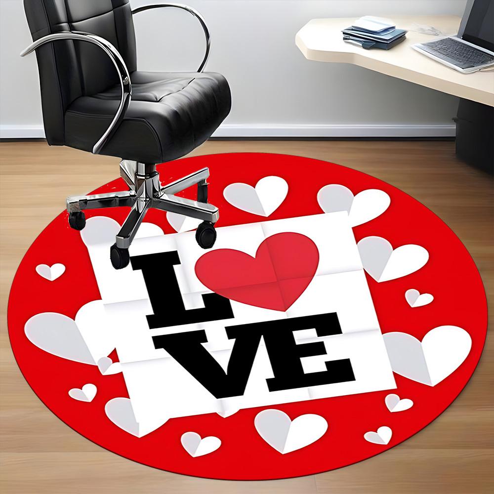 1pc Love Hearts Chair Carpet for Office - Durable, Ideal for Chair Mats, Stylish & Functional Decorative Rug Yy260130019