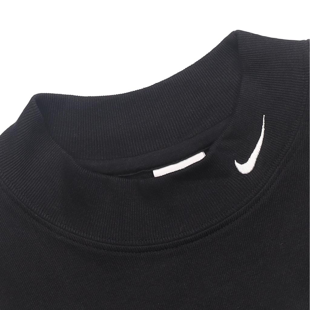 Nike Solid Color Logo Print Stand Collar Long Sleeve T-Shirt Men Tops Black DX5869-010