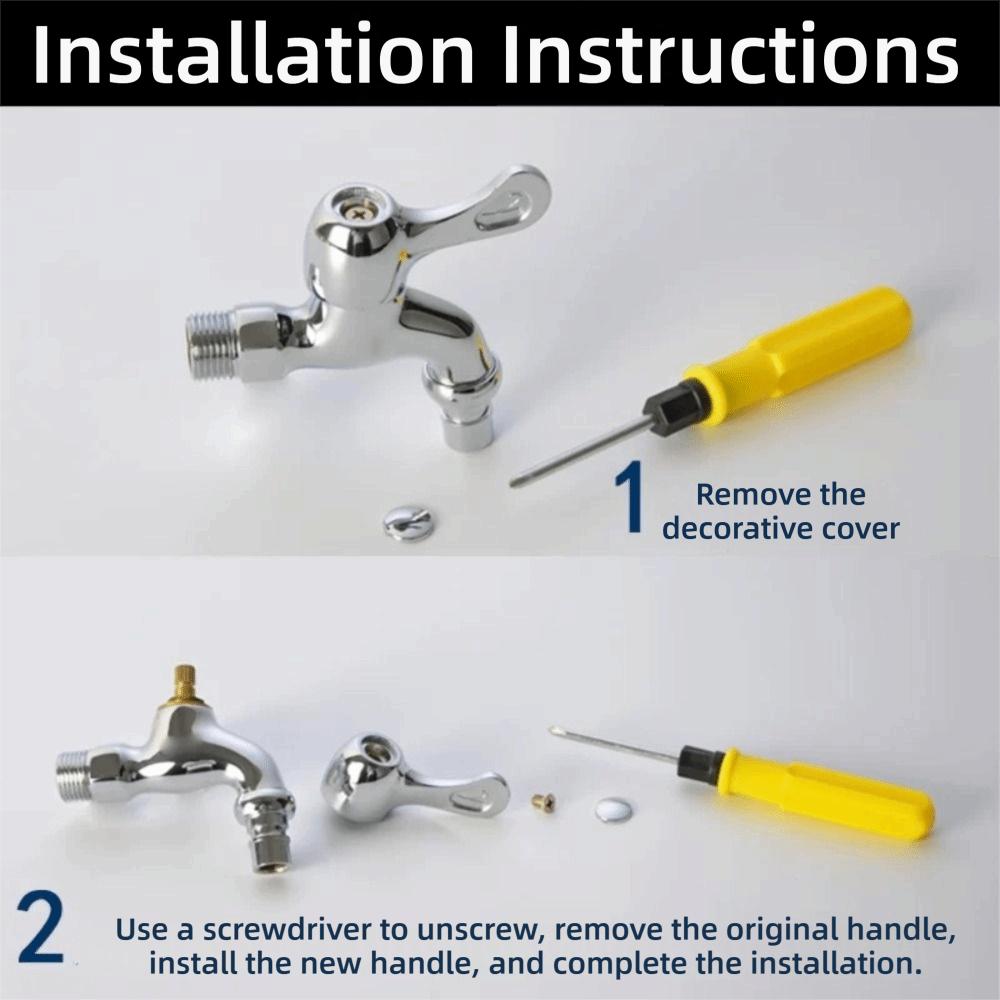 New Alloy Faucet Handle Universal Silver Quick Open Valve Bathroom Accessories