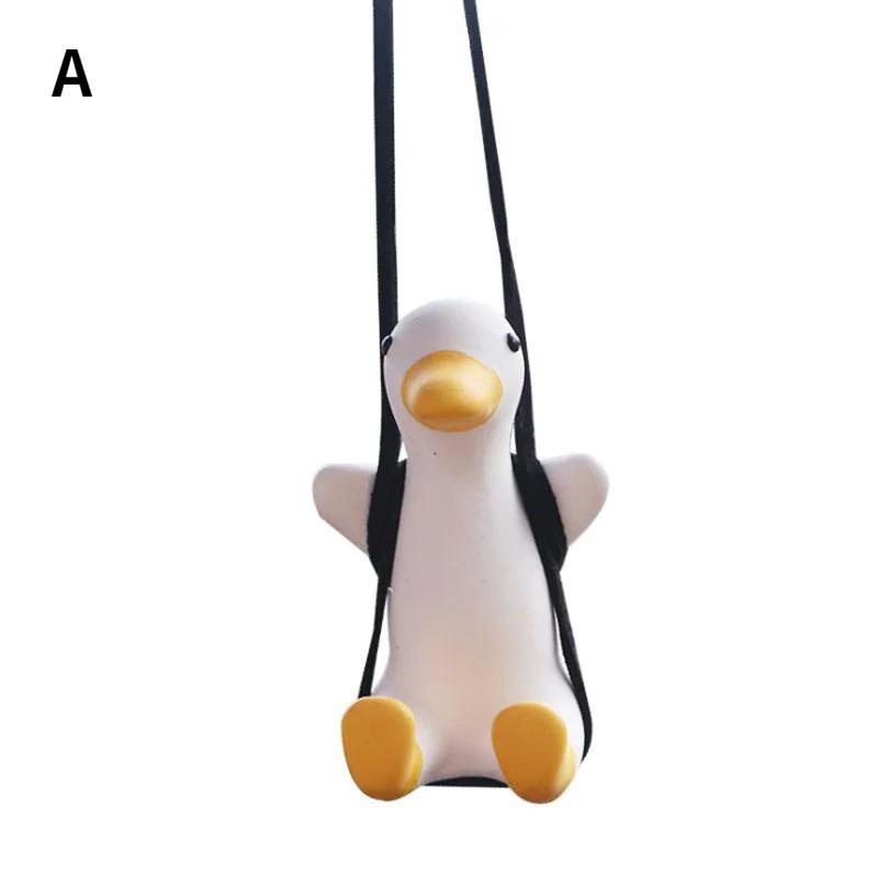Cute Car Accessorie Duck Pendant Auto Rearview Mirror Ornaments Birthday Gift Couple Accessorie Car Fragrance