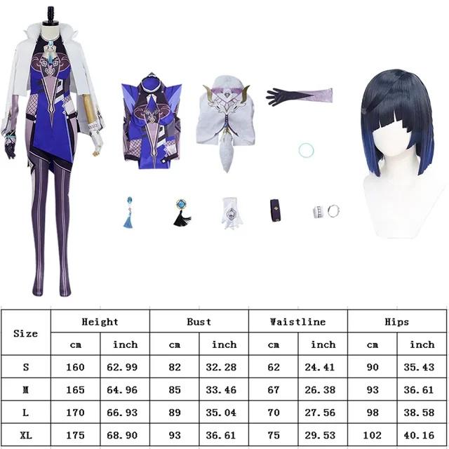 Yelan Cosplay Game Cosplay Bodysuit Sexy Krásné Uniform Paruka Kostýmy Halloween Party Oblečení