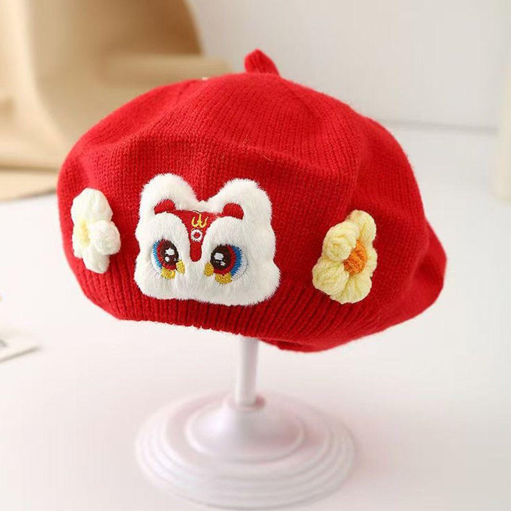 Blume Winter Warme Mütze Weiche Strickmütze Niedliche Baby Baskenmütze Kleinkind Prinzessin