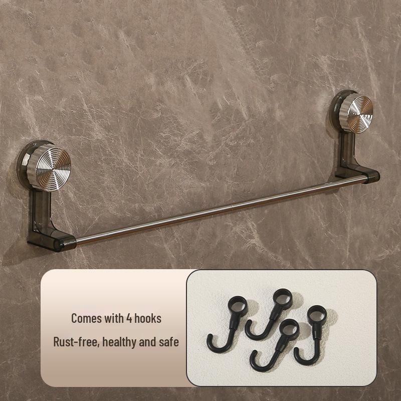 Retractable No-Drill Suction Cup Towel Rack and Hook for Bathroom Storage
