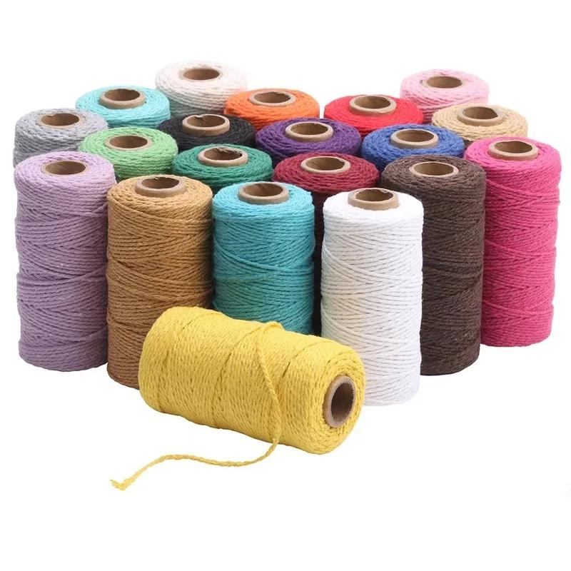 2mm 100M Macrame Cord Corda di cotone Spago Filo Stringa Artigianato Cucito fai da te Fatti a mano Arazzi Boemia Festa di nozze Decorazioni per la casa
