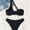 European & American Solid Color One-Shoulder Bikini Set - Women's Swimwear 2025